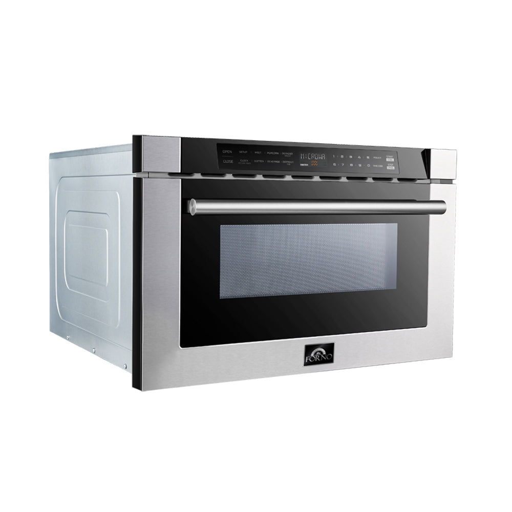Forno Capoliveri 24-Inch Microwave Drawer, Stainless Steel, 1.2 cu.ft, 1500 Watts, Built-In, 11 Power Levels, Sensor Cooking