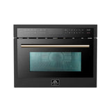 Forno Oliena Espresso 24-Inch Built-In Microwave and Convection Oven Combo, 1.6 cu.ft, 1750W Convection, 1000W Microwave, Sensor Cooking