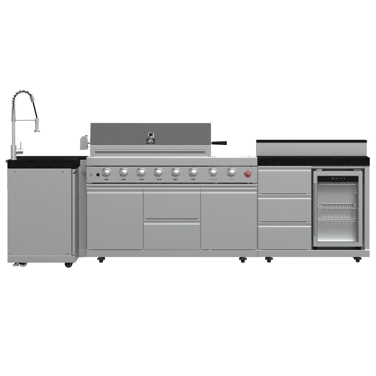 Forno Bulnes 40" BBQ Outdoor Kitchen – 95,000 BTU, 5 Burners, Infrared Sear & Rotisserie, Beverage Center & Black Sintered Stone Countertops