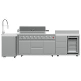 Forno Bulnes 40" BBQ Outdoor Kitchen – 95,000 BTU, 5 Burners, Infrared Sear & Rotisserie, Beverage Center & White Sintered Stone Countertops