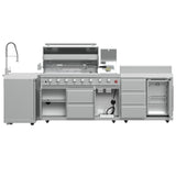 Forno Bulnes 40" BBQ Outdoor Kitchen – 95,000 BTU, 5 Burners, Infrared Sear & Rotisserie, Beverage Center & White Sintered Stone Countertops