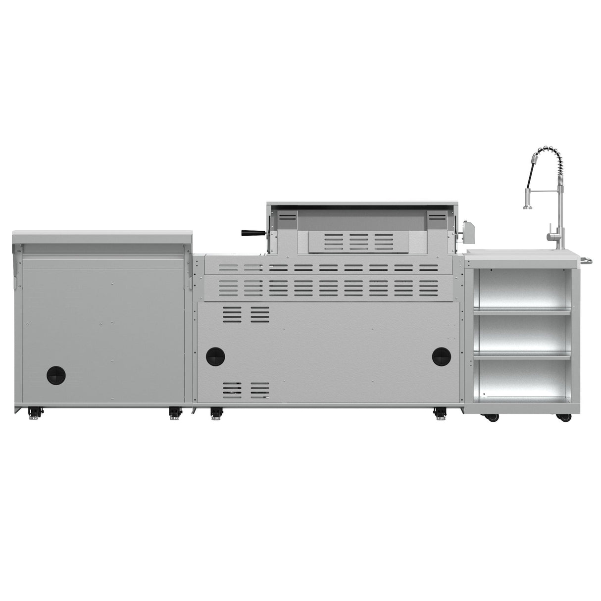 Forno Bulnes 40" BBQ Outdoor Kitchen – 95,000 BTU, 5 Burners, Infrared Sear & Rotisserie, Beverage Center & White Sintered Stone Countertops