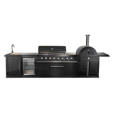 Forno All’Aperto Outdoor Kitchen – 87,600 BTU, 4 Burners, Infrared Burners, Pizza Oven, Black Countertops, Bar & Beverage Center