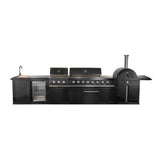 Forno All’Aperto Outdoor Kitchen in Black – 99,600 BTU, 5 Burners, Infrared Burners, Pizza Oven, Sink, Bar & Beverage Center
