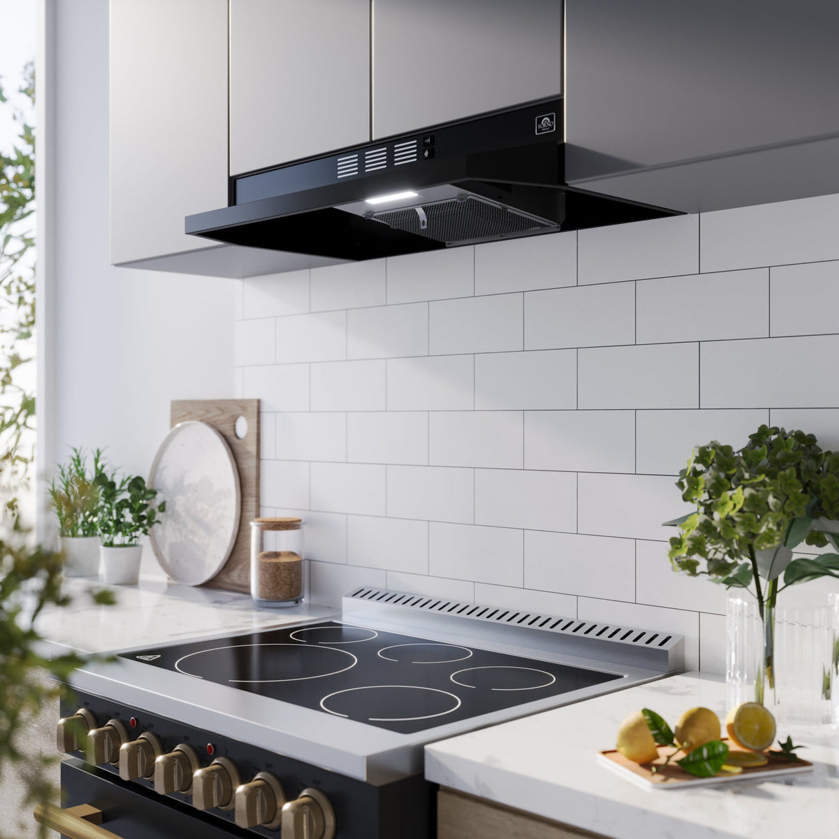 Forno Cappa 30-Inch Under Cabinet Range Hood, 200 CFM, Convertible, LED Lighting