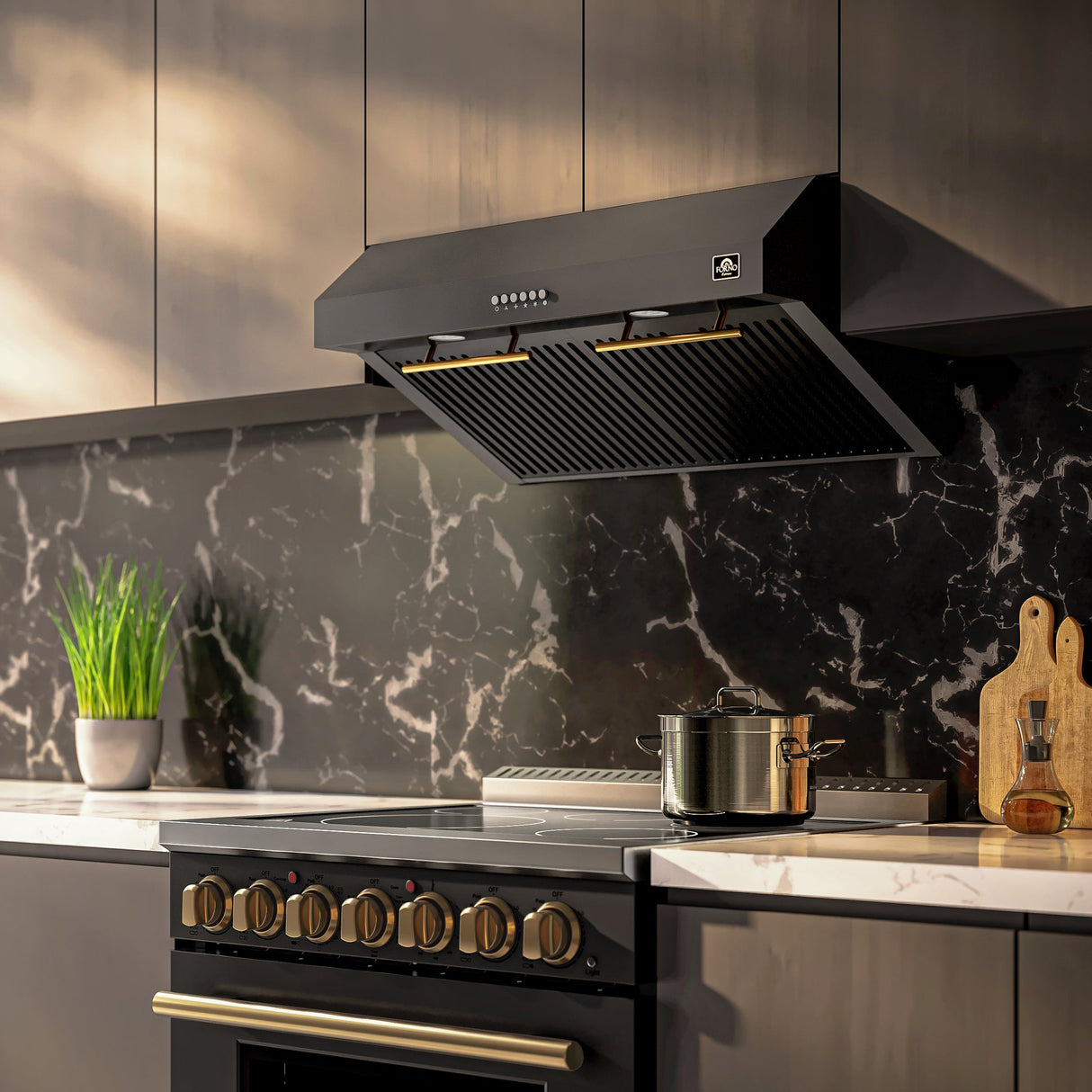 Forno Bari Espresso 30-Inch Under Cabinet Range Hood, 600 CFM, LED Lighting, Dishwasher-Safe Baffle Filters, 3-Speed Fan Control