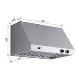 Forno Biagio Wall Mounted Range Hood, Stainless Steel, Heavy Duty