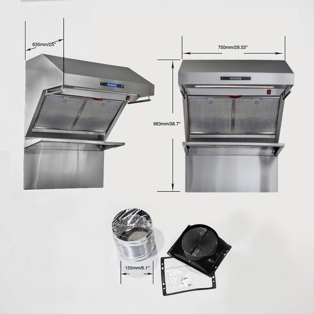 Forno Savona Wall Mount Range Hood, Hybrid Filters, Backsplash Included