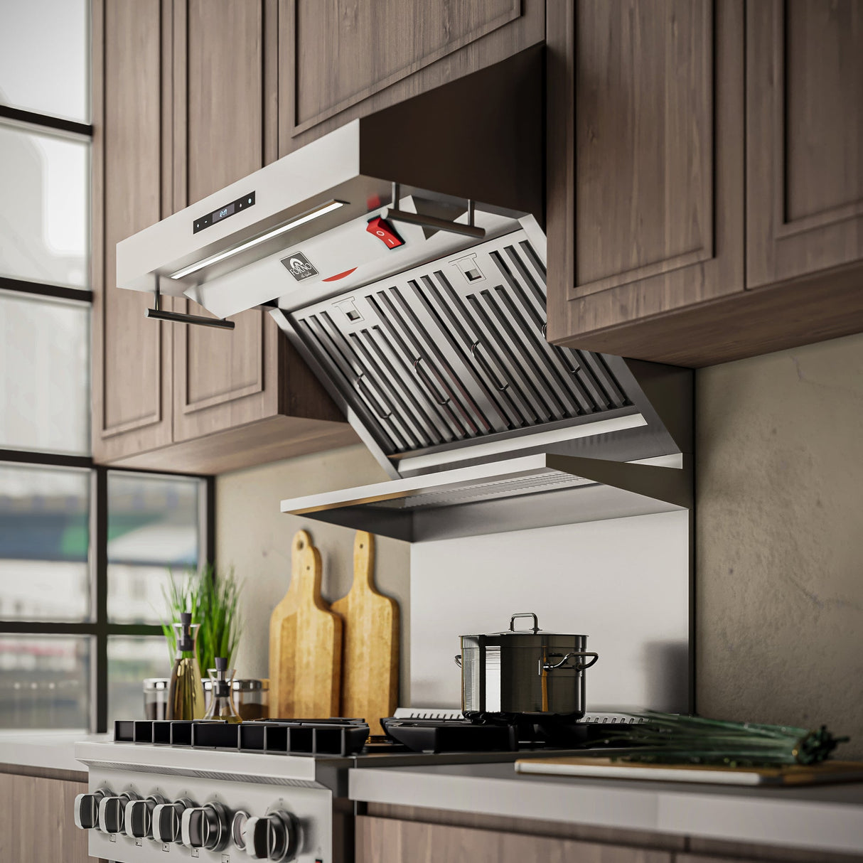 Forno Savona Wall Mount Range Hood, Baffle Filters, Backsplash Included