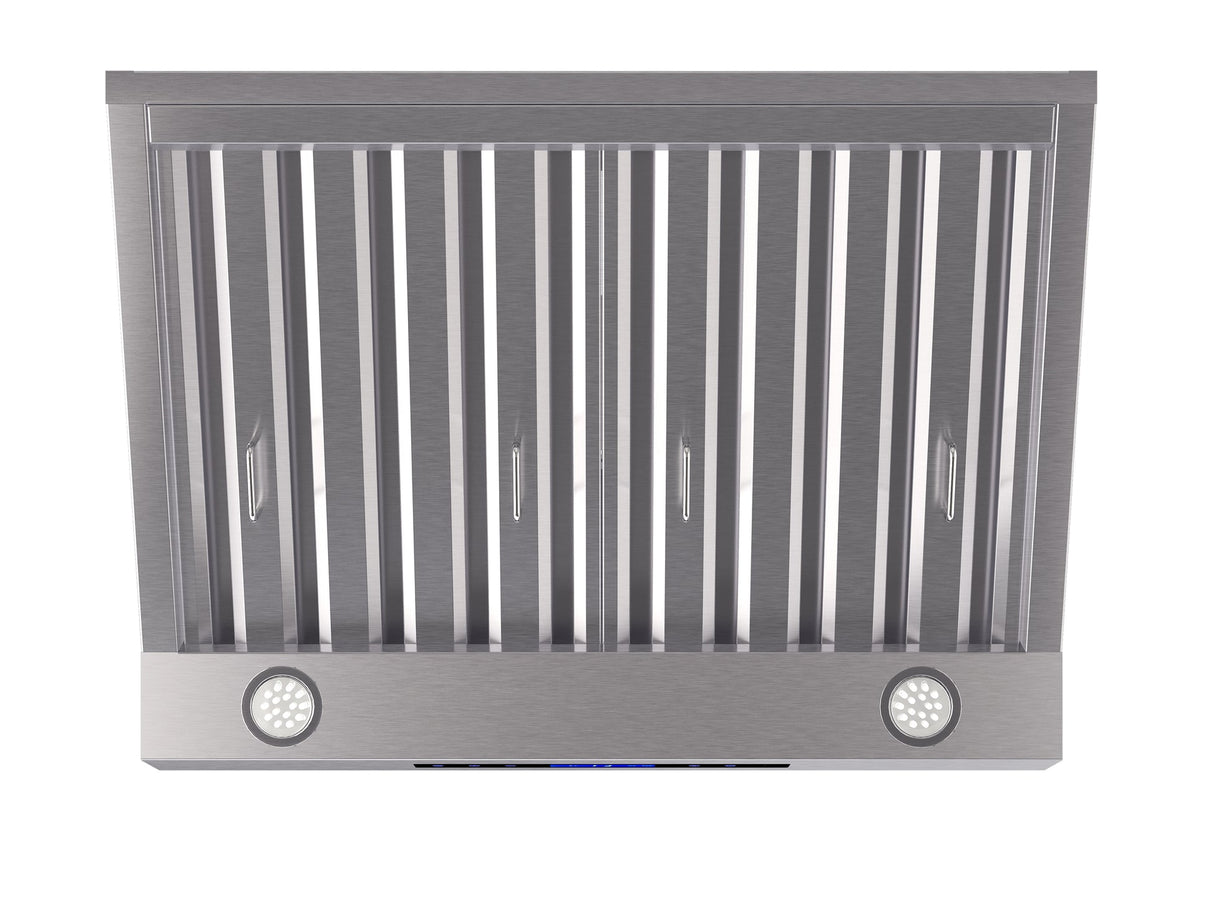 Forno Palazzo Wall Mounted Range Hood, Stainless Steel, Heavy Duty Baffle Filters, Remote Control