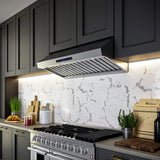 Forno Palazzo Wall Mounted Range Hood, Stainless Steel, Heavy Duty Baffle Filters, Remote Control