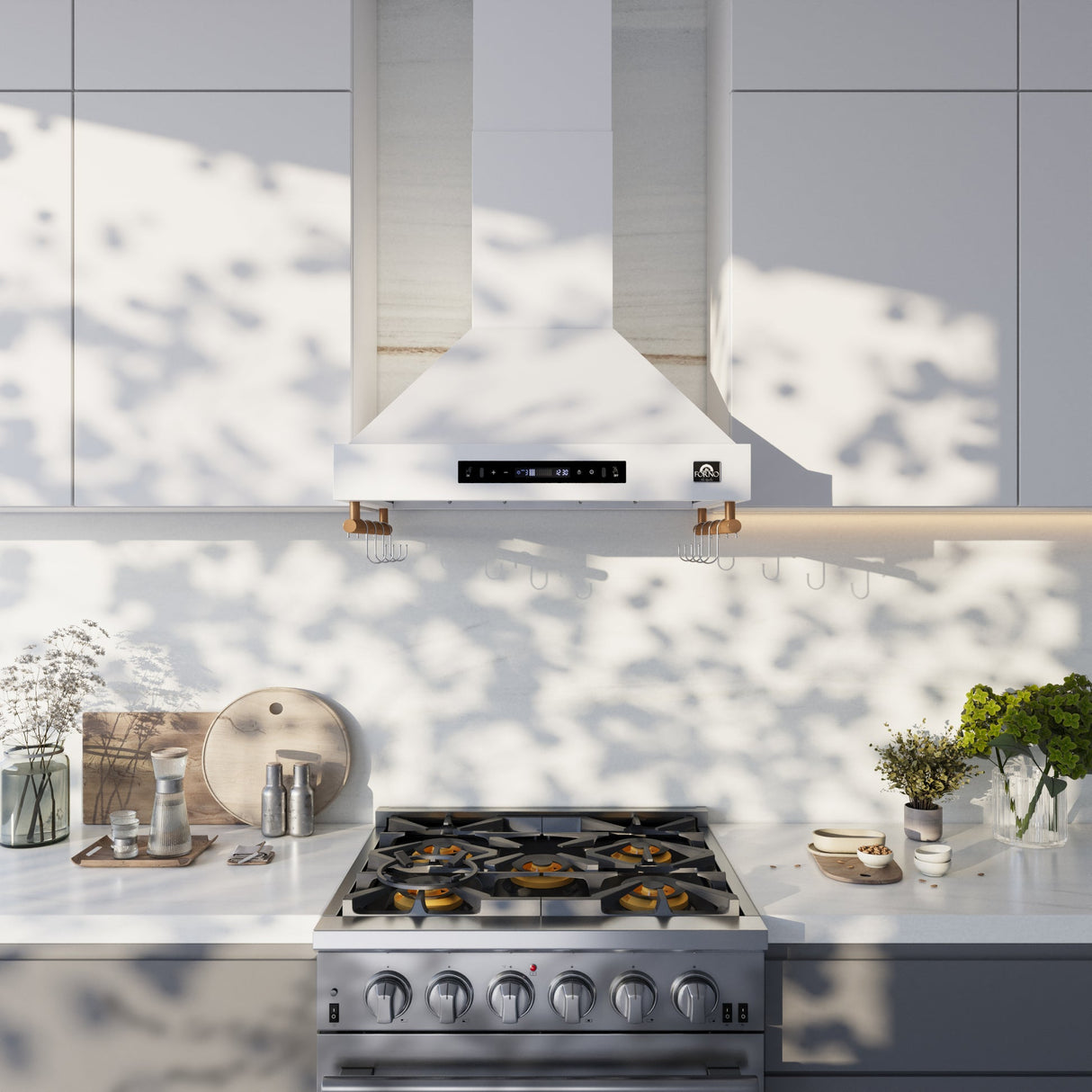 Forno Venezia 30 Inch Wall-Mounted Range Hood with Touch Controls and Baffle Filters