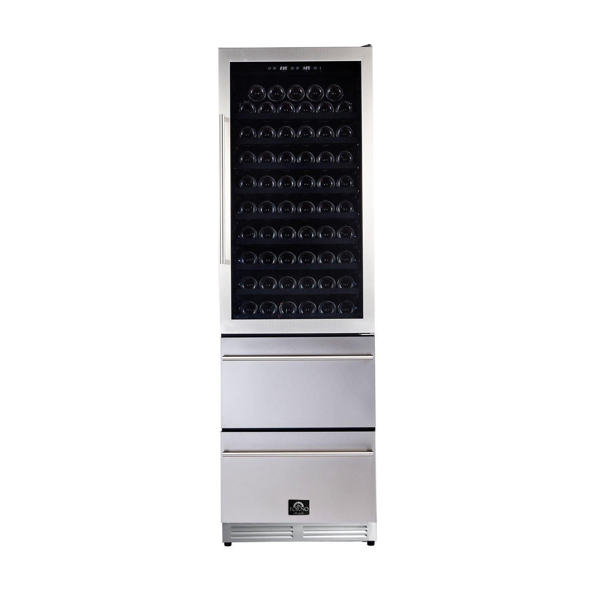 Forno Azienda 24-Inch Dual Temperature Zone Wine Cooler, Up to 108 Bottles, Two Refrigerated Drawers