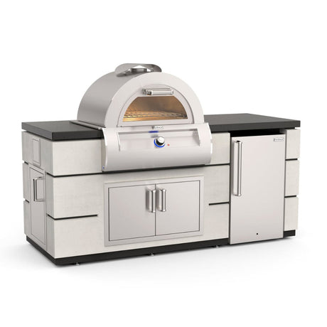 Fire Magic 77" Contemporary Pre-Fab Pizza Oven GFRC Island w/ Refrigerator Cutout