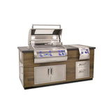 Fire Magic 77" Reclaimed Wood Island System w/ Polished Black Lava Counter & Double Drawer Cutout