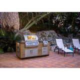 Fire Magic 77" Reclaimed Wood Island System w/ Polished Black Lava Counter & Double Drawer Cutout