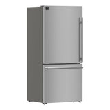 Forno Milano Espresso 31-Inch Stainless Steel Bottom Freezer Refrigerator, 17.2 cu.ft., Built-In Ice Maker