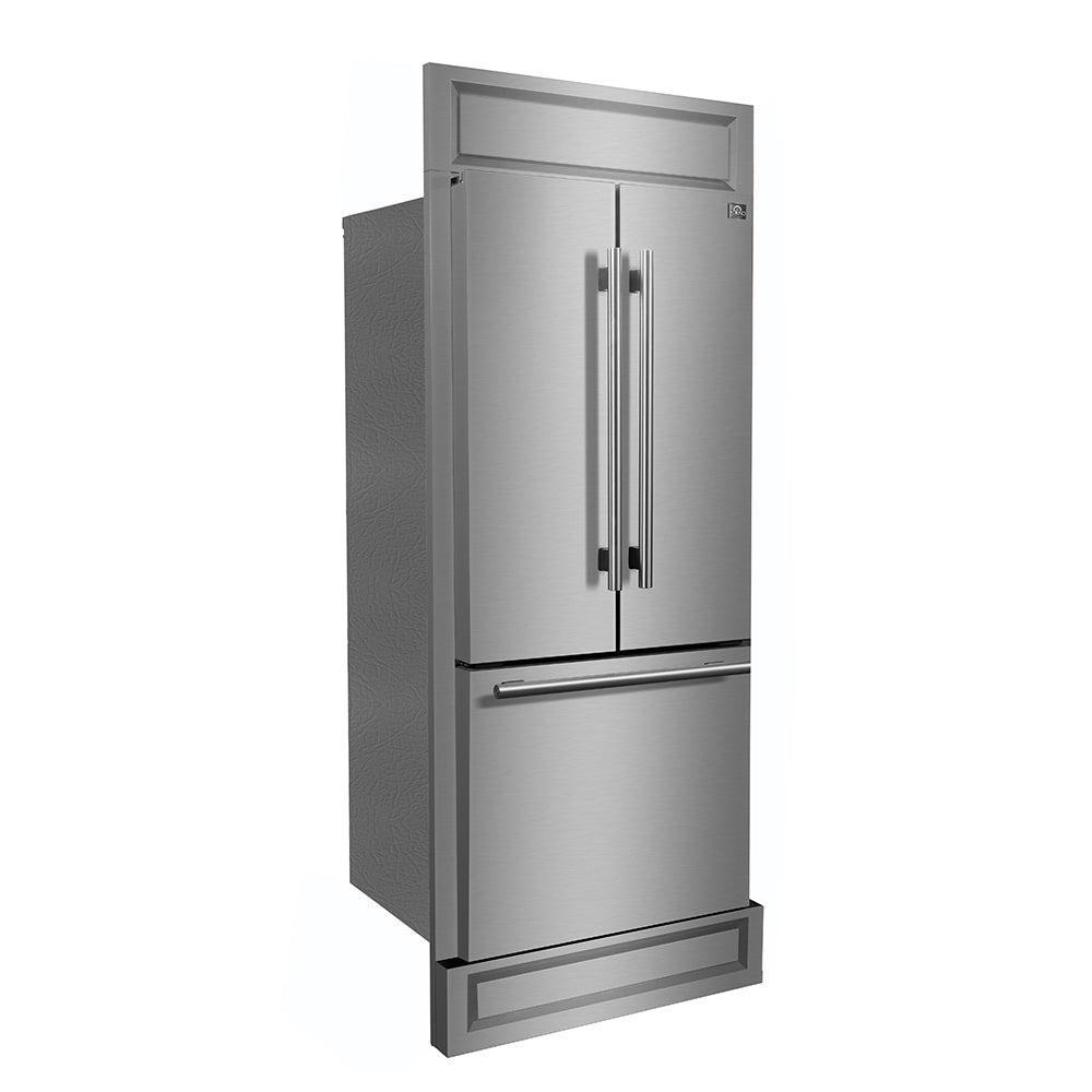 Forno Gallipoli 30" French Door Refrigerator – 17.5 cu.ft, Decorative Grill, Stainless Steel & No Frost Technology