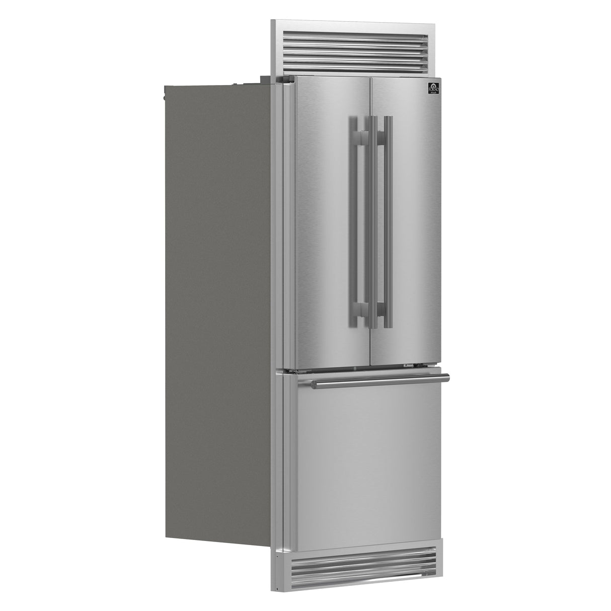 Forno Gallipoli 30" French Door Refrigerator – 17.5 cu.ft, Decorative Grill, Stainless Steel & No Frost Technology