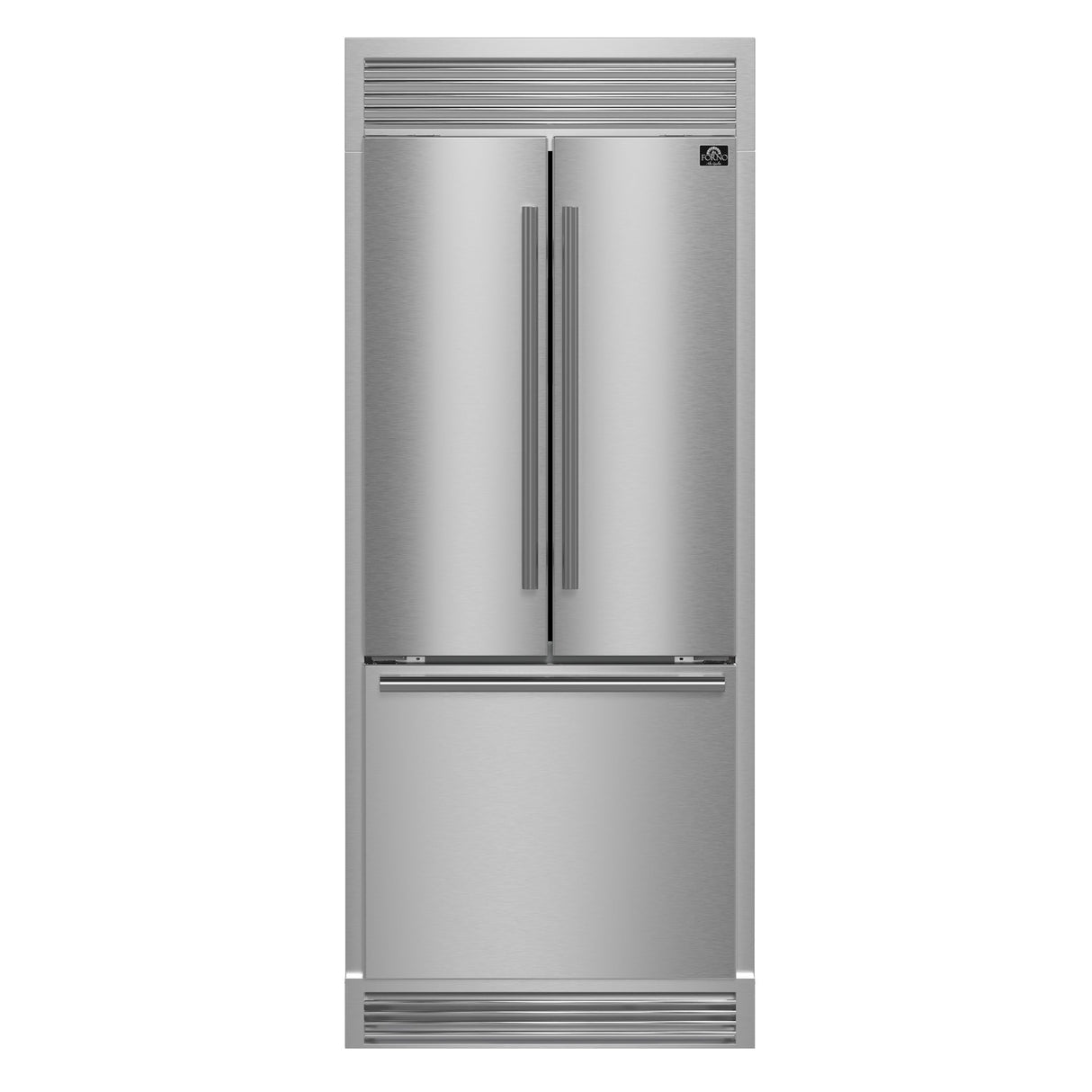 Forno Gallipoli 30" French Door Refrigerator – 17.5 cu.ft, Decorative Grill, Stainless Steel & No Frost Technology