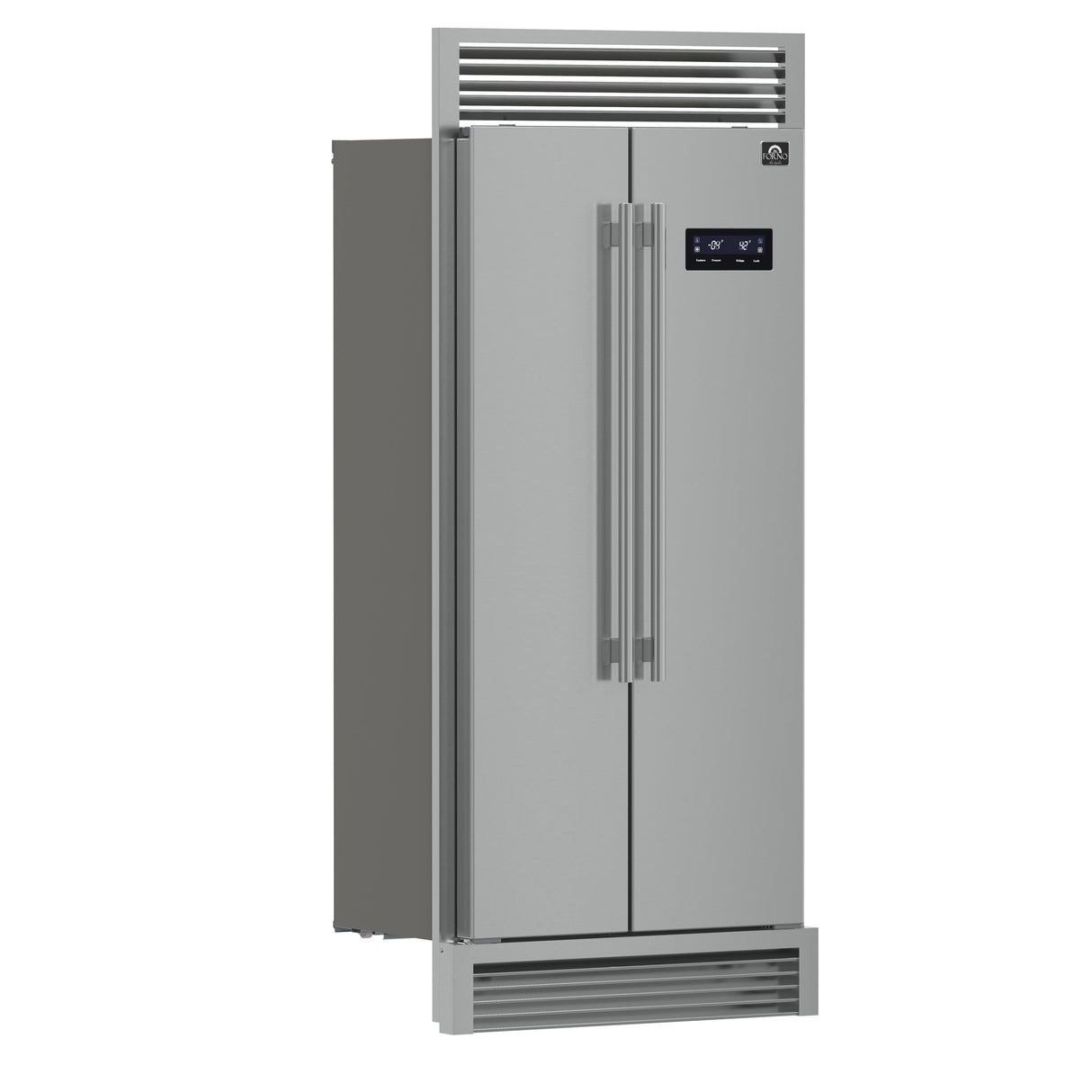 Forno Salerno 37-Inch Built-In Stainless Steel Refrigerator, 15.6 cu.ft, Decorative Grill