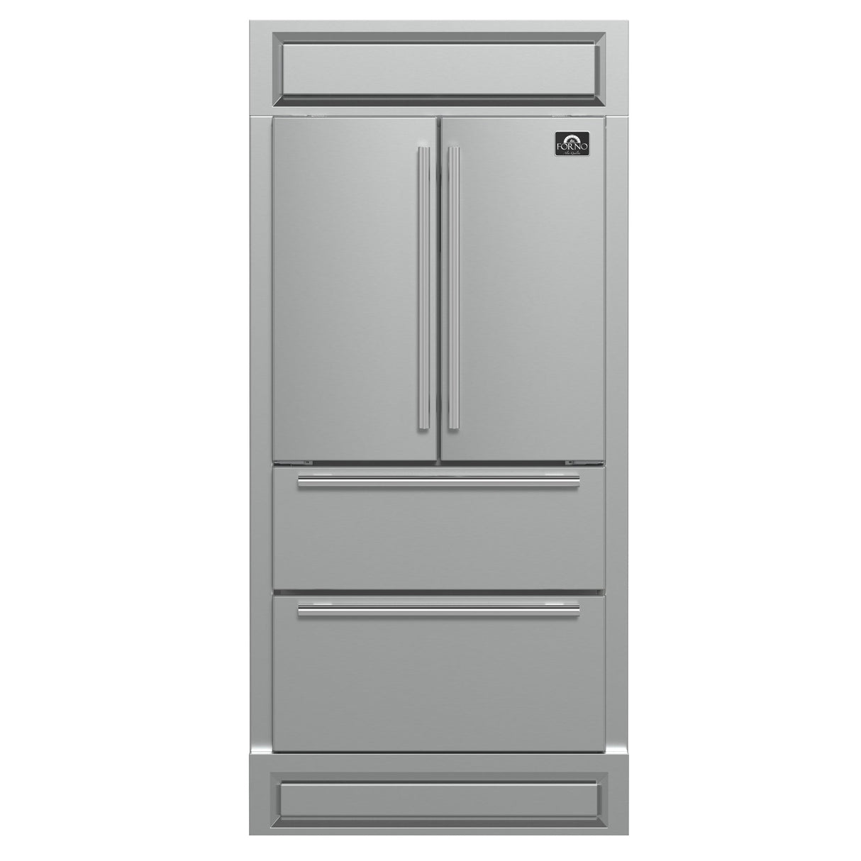 Forno Moena 40-Inch French Door Refrigerator, Stainless Steel, 19.2 cu.ft, Modern Decorative Grill