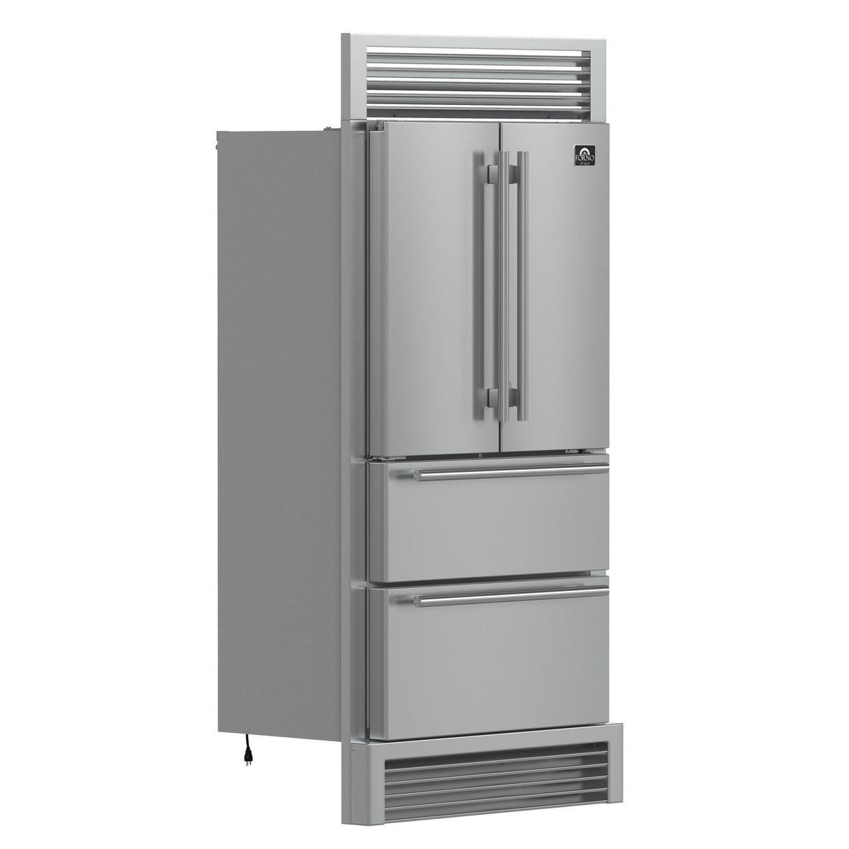 Forno Moena 40-Inch French Door Refrigerator, Stainless Steel, 19.2 cu.ft, Decorative Grill
