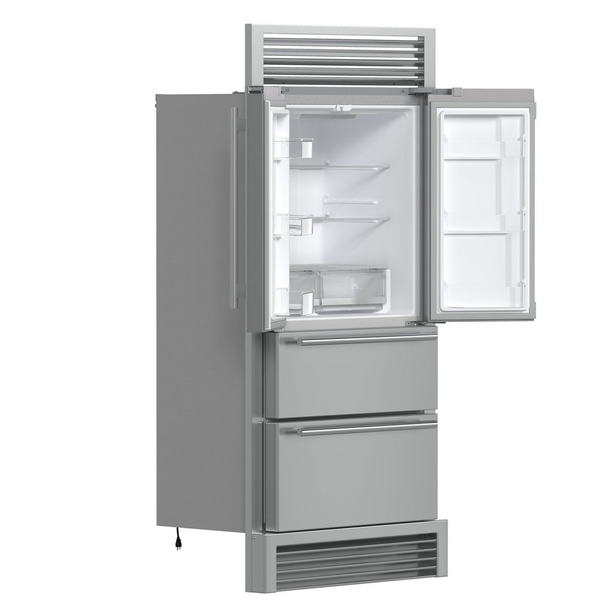 Forno Moena 40-Inch French Door Refrigerator, Stainless Steel, 19.2 cu.ft, Decorative Grill
