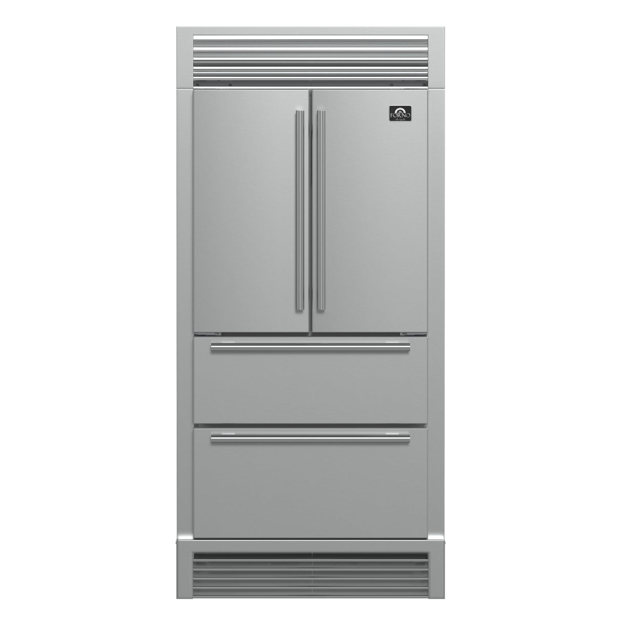 Forno Moena 40-Inch French Door Refrigerator, Stainless Steel, 19.2 cu.ft, Decorative Grill