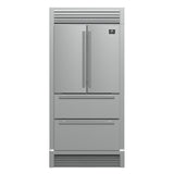 Forno Moena 40-Inch French Door Refrigerator, Stainless Steel, 19.2 cu.ft, Decorative Grill
