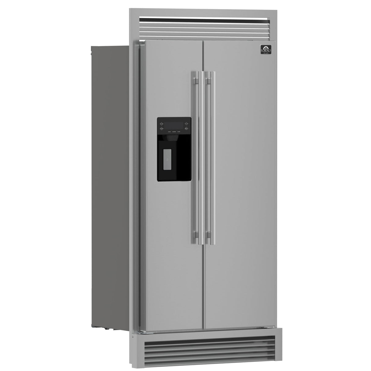 Forno Salerno 40-Inch Built-In Stainless Steel Refrigerator, 20 cu.ft, Decorative Grill