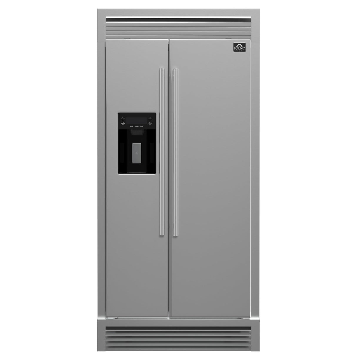 Forno Salerno 40-Inch Built-In Stainless Steel Refrigerator, 20 cu.ft, Decorative Grill