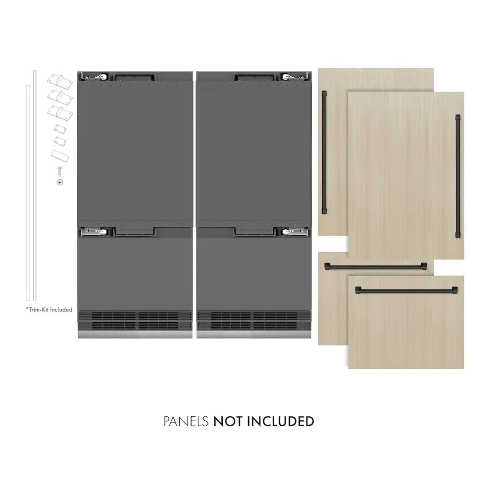 ZLINE 72" Autograph Edition Built-In French Door Refrigerator with 39.6 cu. ft. Capacity, Flex Drawers and Graphite Gray Interior in Panel Ready