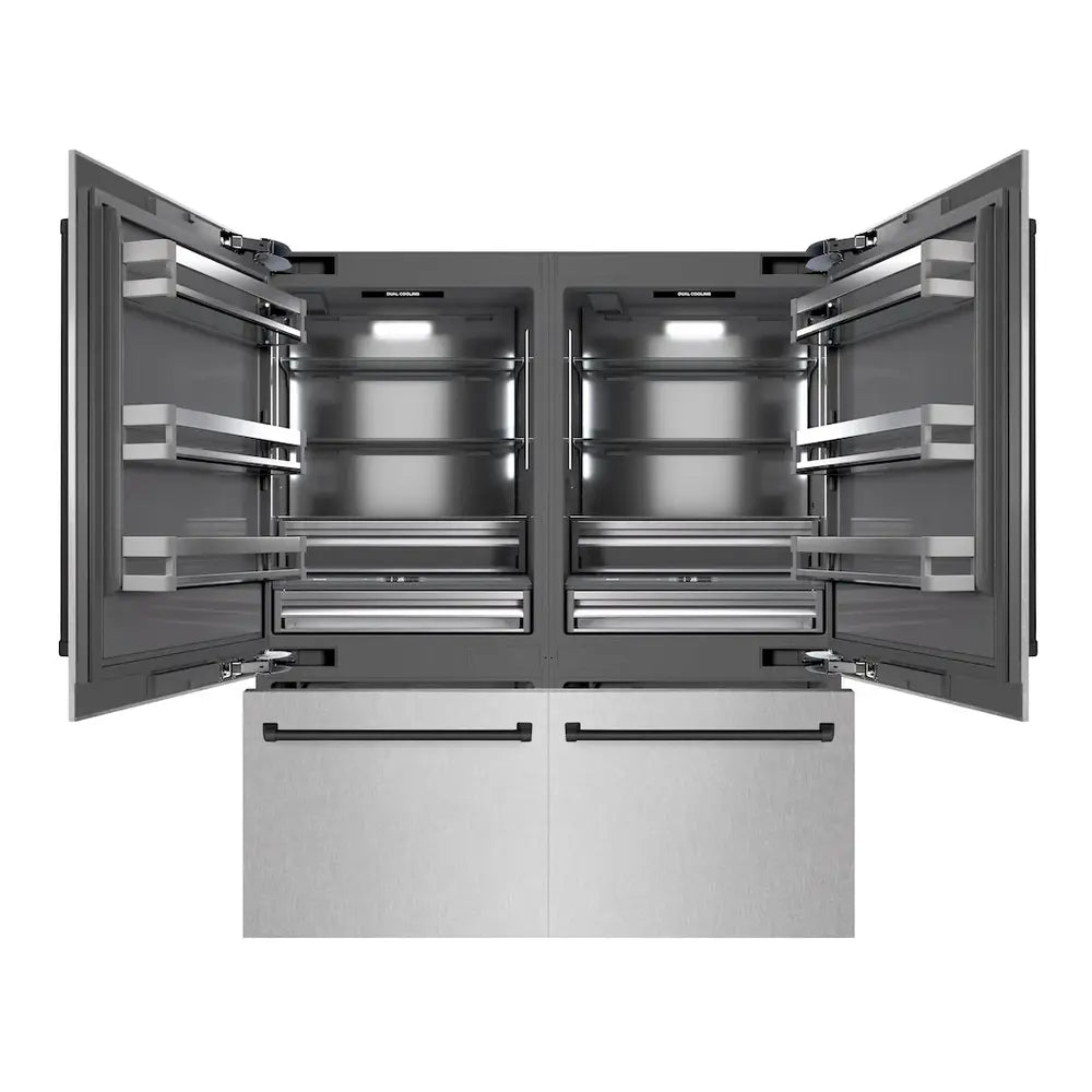 ZLINE 72" Autograph Edition Built-In French Door Refrigerator with 39.6 cu. ft. Capacity, Internal Water Dispenser and Graphite Gray Interior in DuraSnow Stainless Steel