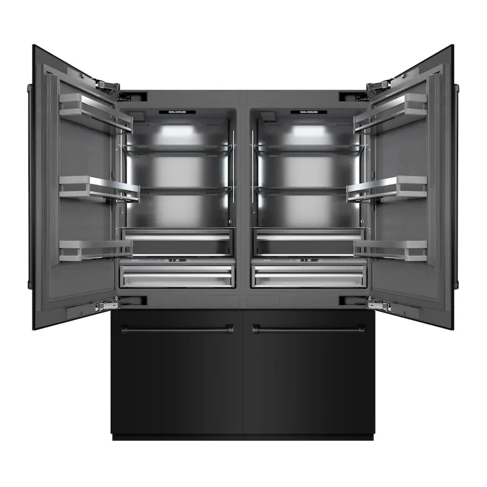 ZLINE 60" Built-In French Door Refrigerator with 32.2 cu. ft. Capacity, Internal Water Dispenser and Graphite Gray Interior in Black Stainless Steel - GRBIVBS60