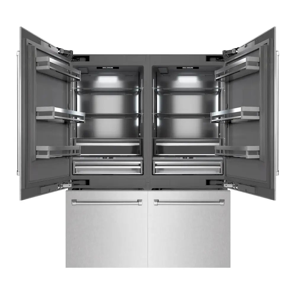 ZLINE 60" Built-In French Door Refrigerator with 32.2 cu. ft. Capacity, Internal Water Dispenser and Graphite Gray Interior in DuraSnow Stainless Steel - GRBIVSN60