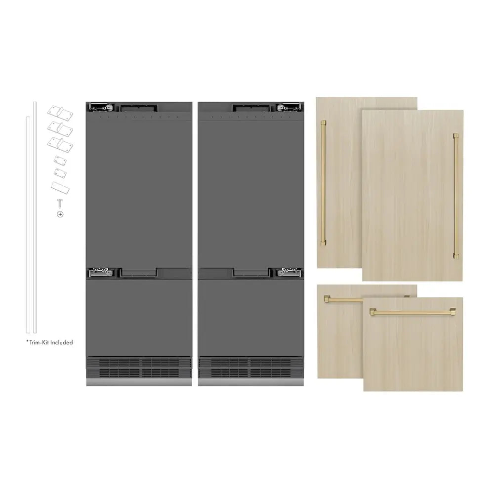 ZLINE 60" Autograph Edition Built-In French Door Refrigerator with 32.2 cu. ft. Capacity, Internal Water Dispenser and Graphite Gray Interior in Panel Ready - GRBIVZ60