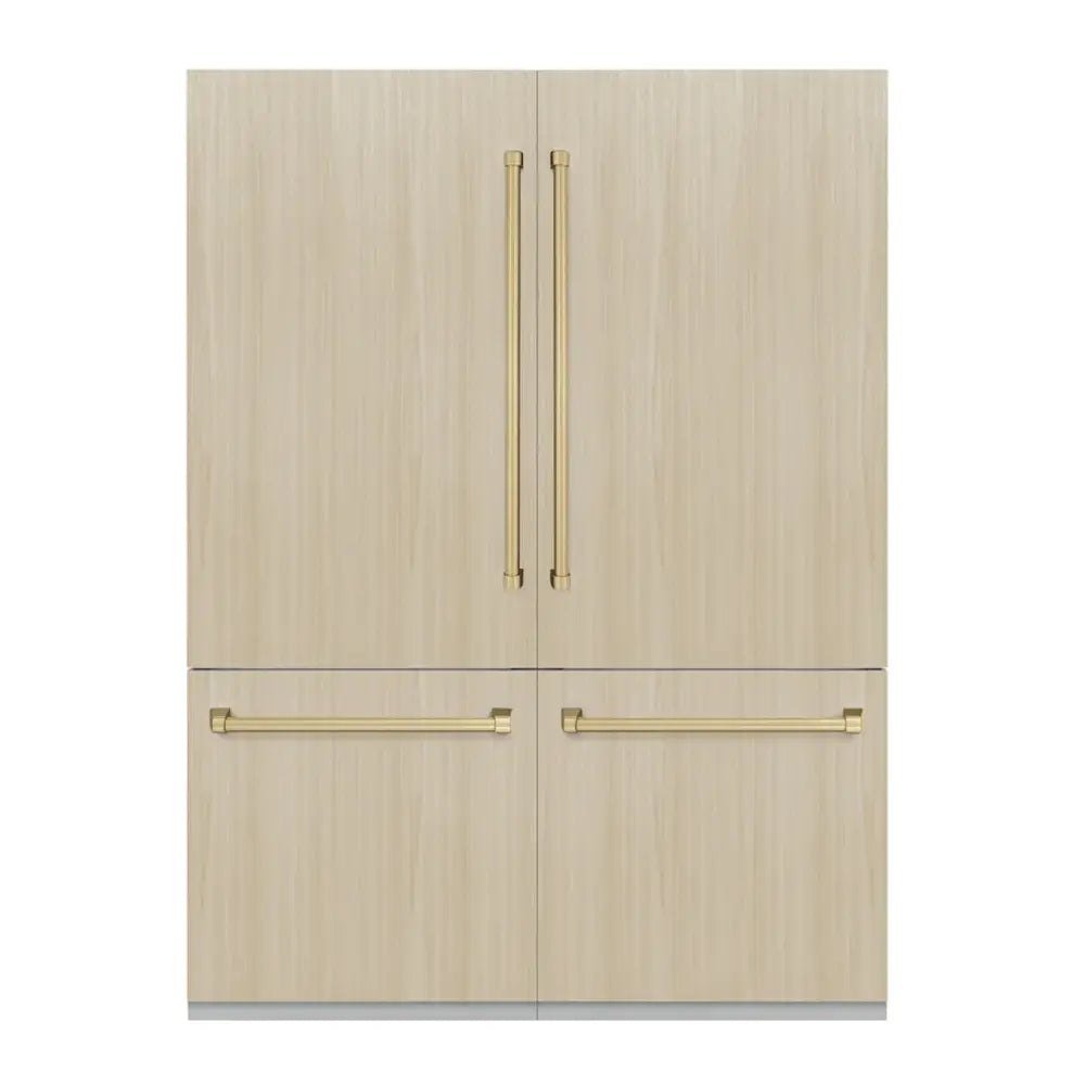 ZLINE 60" Autograph Edition Built-In French Door Refrigerator with 32.2 cu. ft. Capacity, Internal Water Dispenser and Graphite Gray Interior in Panel Ready - GRBIVZ60