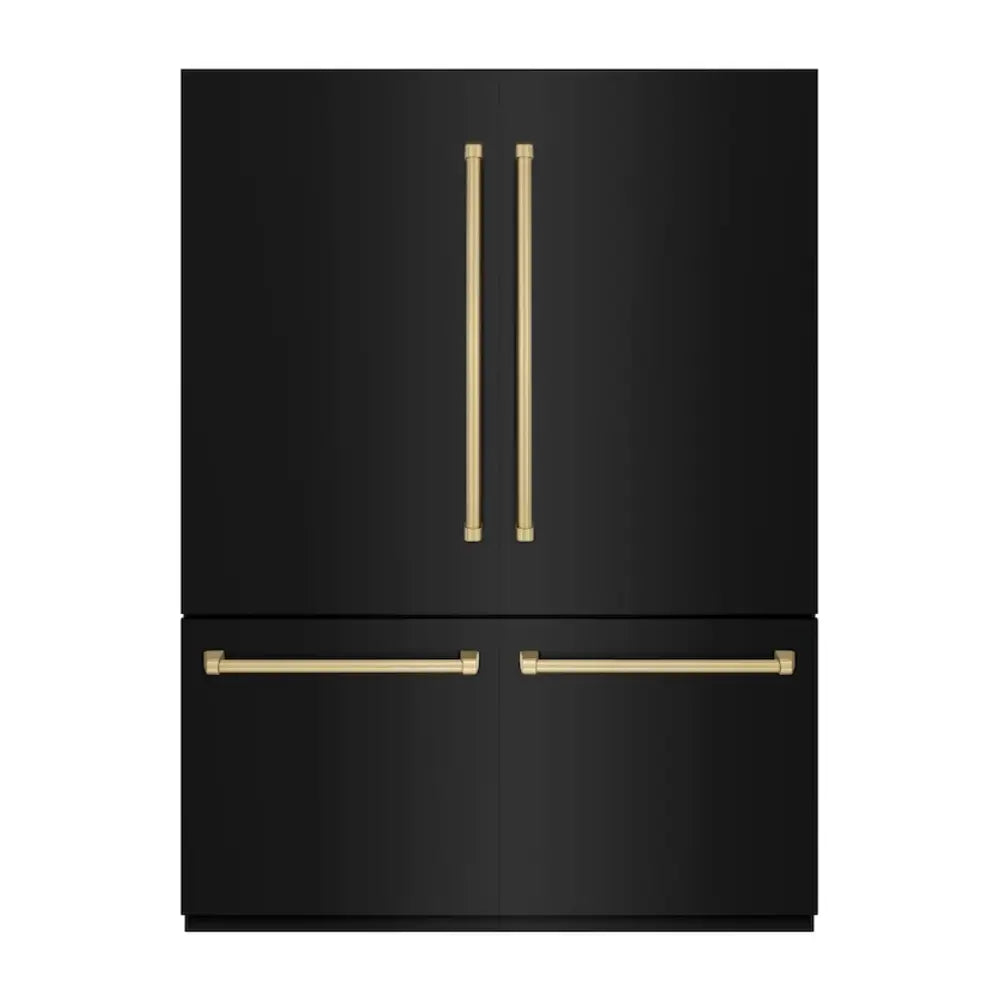 ZLINE 60" Autograph Edition Built-In French Door Refrigerator with 32.2 cu. ft. Capacity, Internal Water Dispenser and Graphite Gray Interior in Black Stainless Steel - GRBIVZBS60