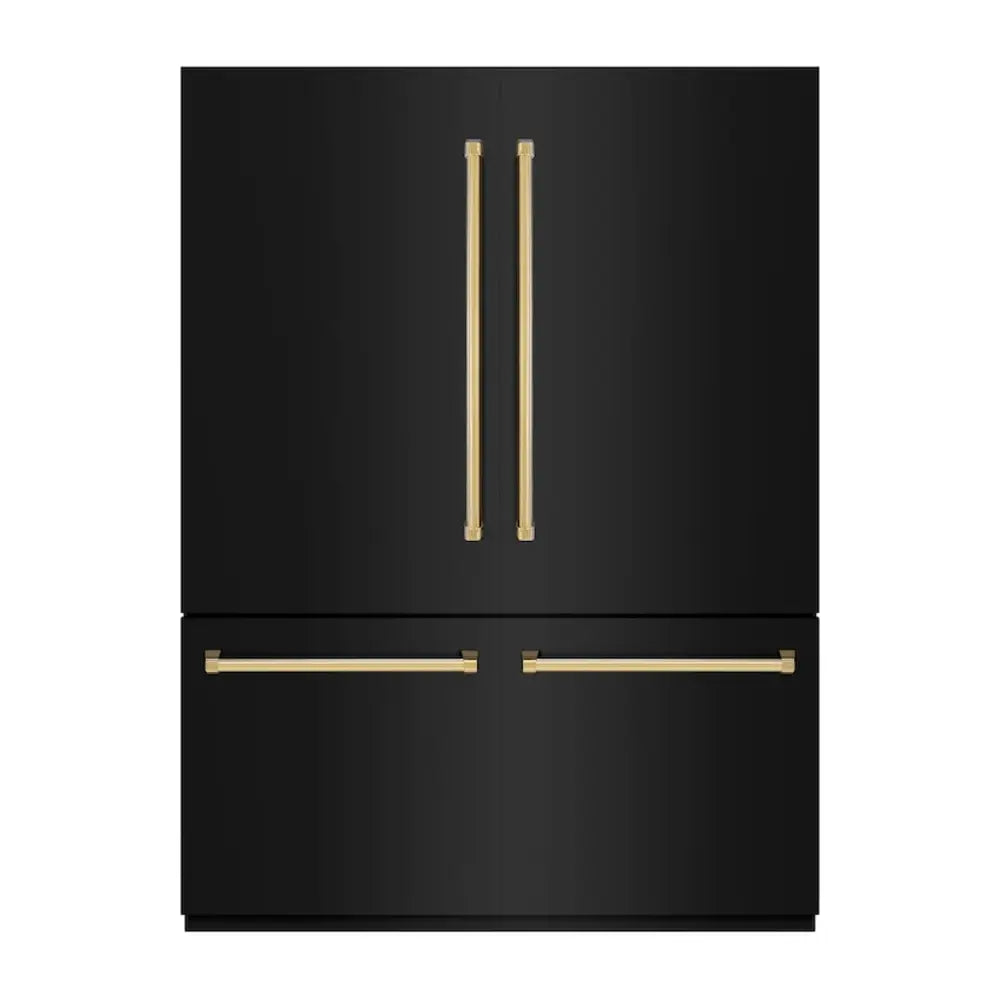 ZLINE 60 " Autograph Edition Built-In French Door Refrigerator with 32.2 cu. ft. Capacity, Internal Water Dispenser and Graphite Gray Interior in Black Stainless Steel