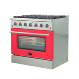 Forno Galiano 36-Inch Freestanding Gas Range with 6 Burners & Color Door
