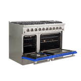 Forno Galiano 48-Inch Freestanding Gas Range, 8 Burners, with Color Doors