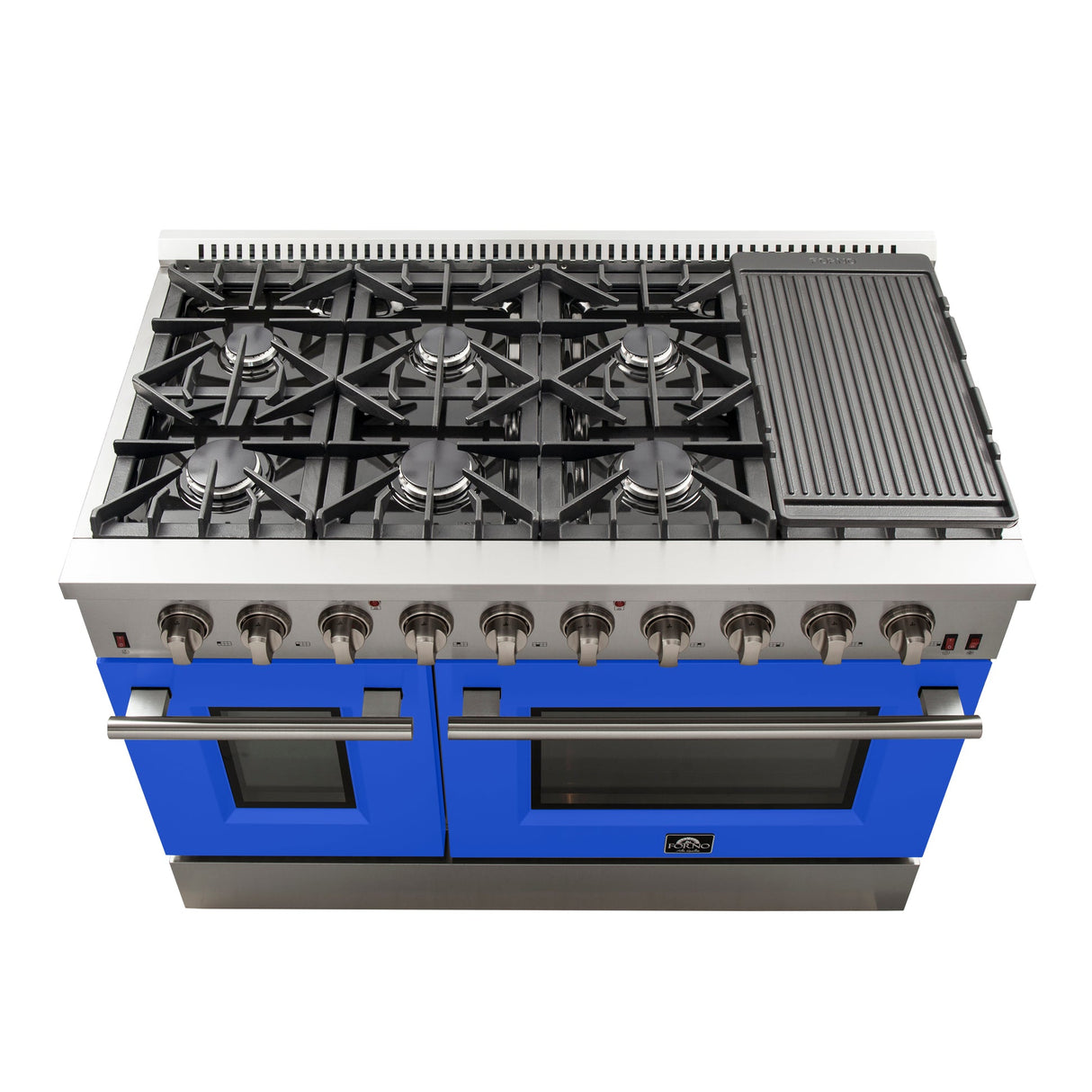 Forno Galiano 48-Inch Freestanding Gas Range, 8 Burners, with Color Doors