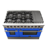 Forno Galiano 48-Inch Freestanding Gas Range, 8 Burners, with Color Doors