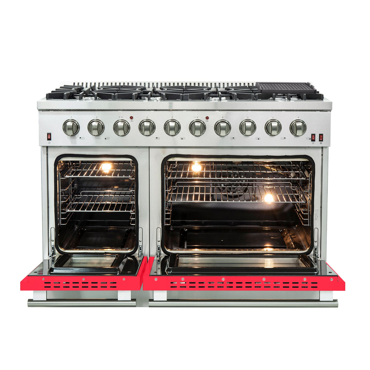 Forno Galiano 48-Inch Freestanding Gas Range, 8 Burners, with Color Doors