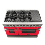 Forno Galiano 48-Inch Freestanding Gas Range, 8 Burners, with Color Doors