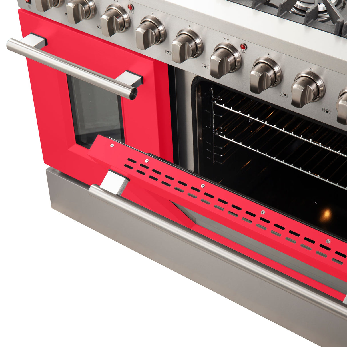 Forno Galiano 48-Inch Freestanding Gas Range, 8 Burners, with Color Doors