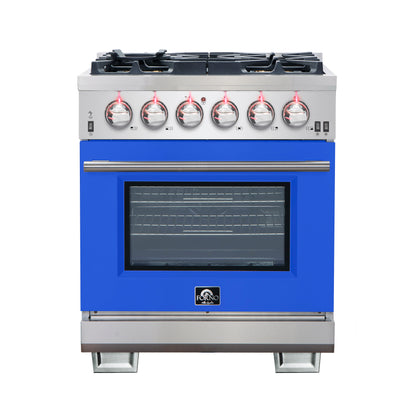 Forno Capriasca 30-Inch Freestanding Gas Range with 4 Burners & Color Door