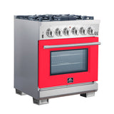 Forno Capriasca 30-Inch Freestanding Gas Range with 4 Burners & Color Door