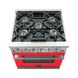 Forno Capriasca 30-Inch Freestanding Gas Range with 4 Burners & Color Door